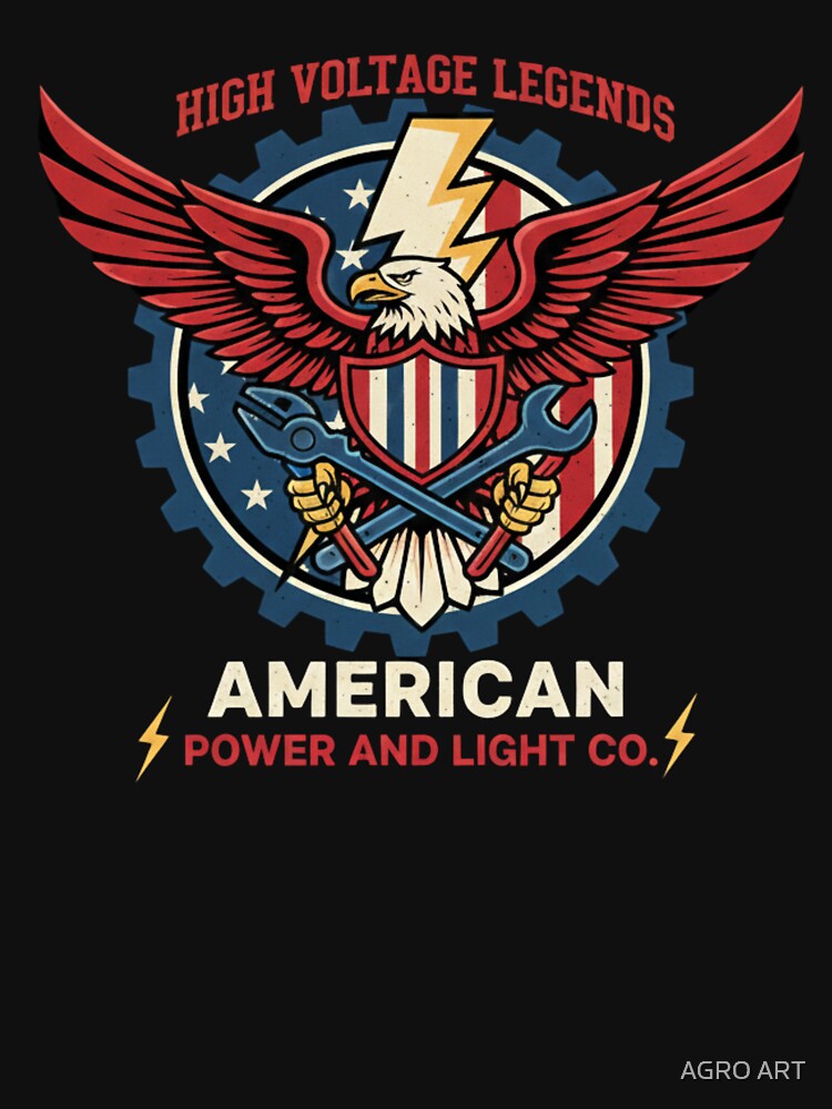 Electrician T-Shirt |  USA Electrician Eagle Emblem by AGRO ART