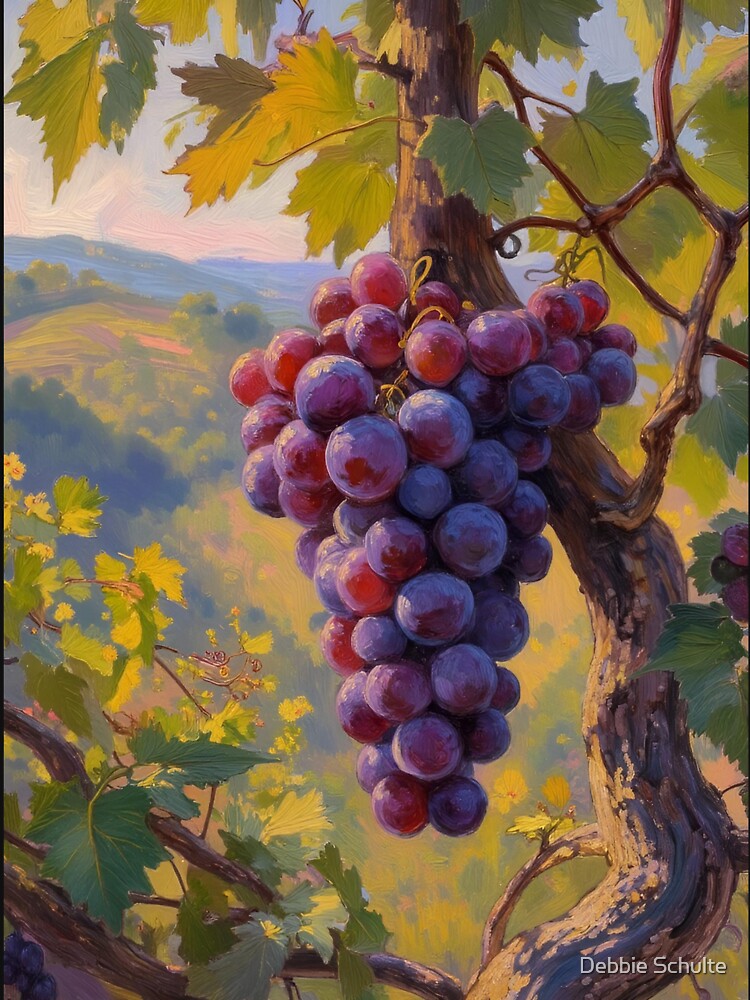 Purple Grapes Oil Painting | Vineyard Fruit Art by Debbie Schulte