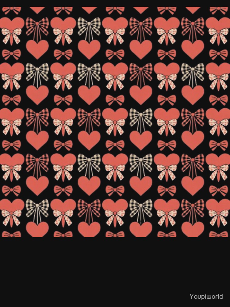 Valentine Coquette Hearts & Bows T-Shirt | Leopard Print Bow Aesthetic Shirt | Girly Valentine Outfit by Youpiworld