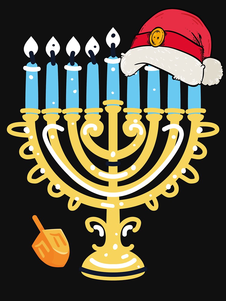 Menorah Santa Hat Chanukah Hanukkah Jewish Christmas by mrxova
