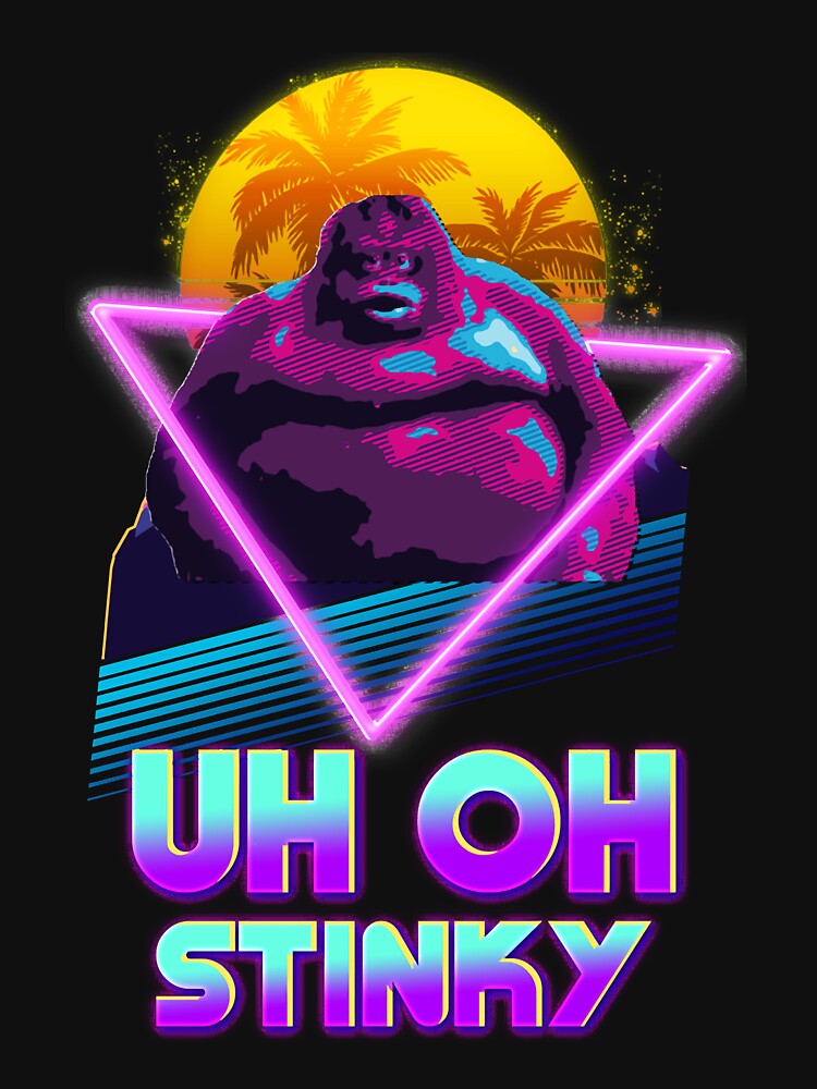 Uh Oh Stinky Poop Le Monke 80s Vaporwave Outrun Style by gabriellalind