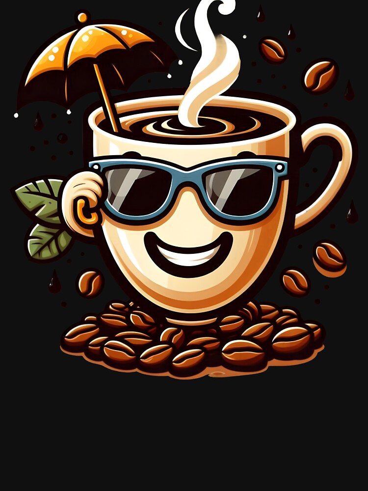 Cool Coffee Cup with Sunglasses Cartoon Design. by The-T-In-Retro