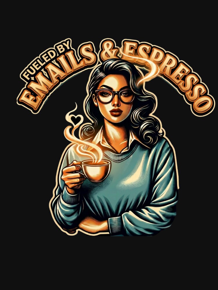 Emails & Espresso – Office Girl Aesthetic Coffee Lover Vintage Retro T-Shirt by Prime legend