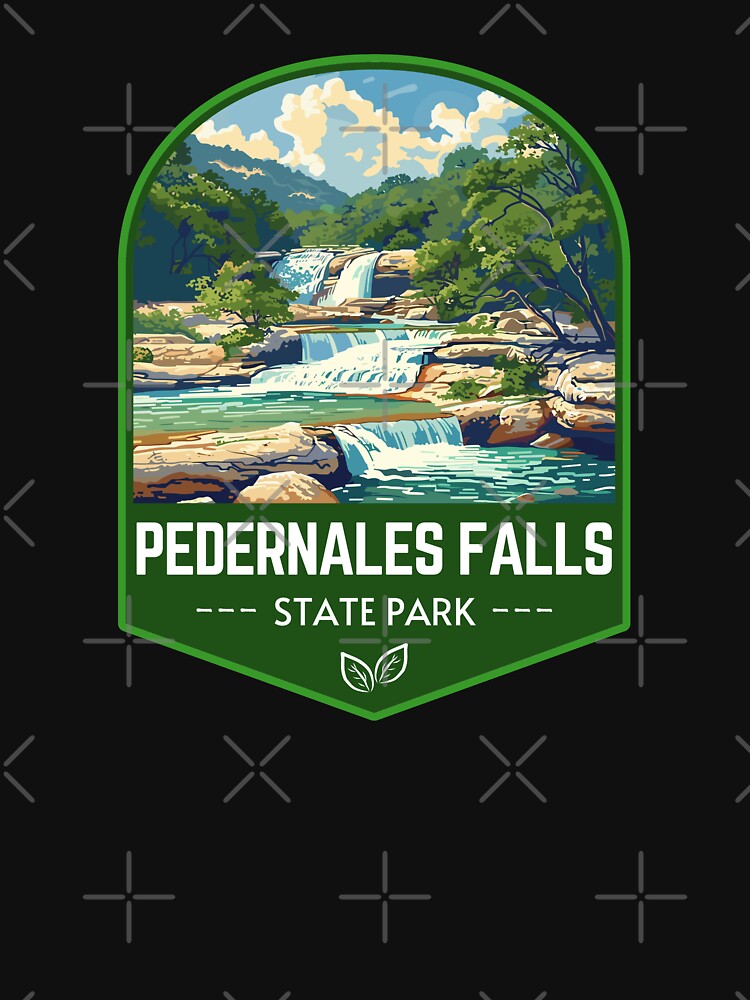 Pedernales Falls State Park in Texas, USA Vintage Travel Art Badge by MaateoDesign
