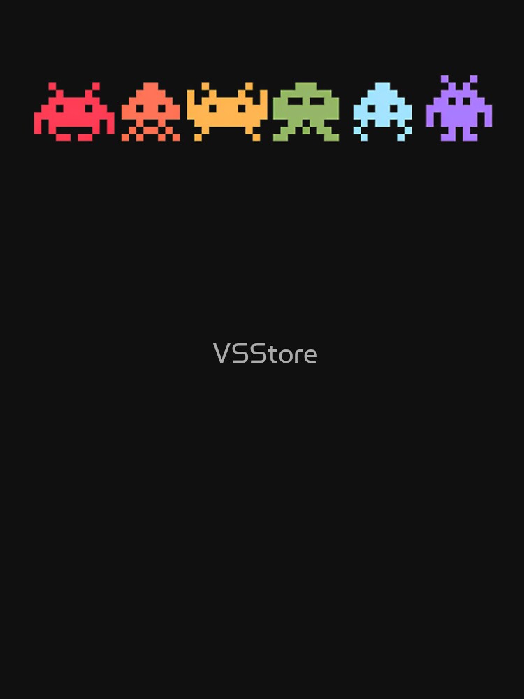 Space Invaders Pixel Art Rainbow Aliens by VSStore