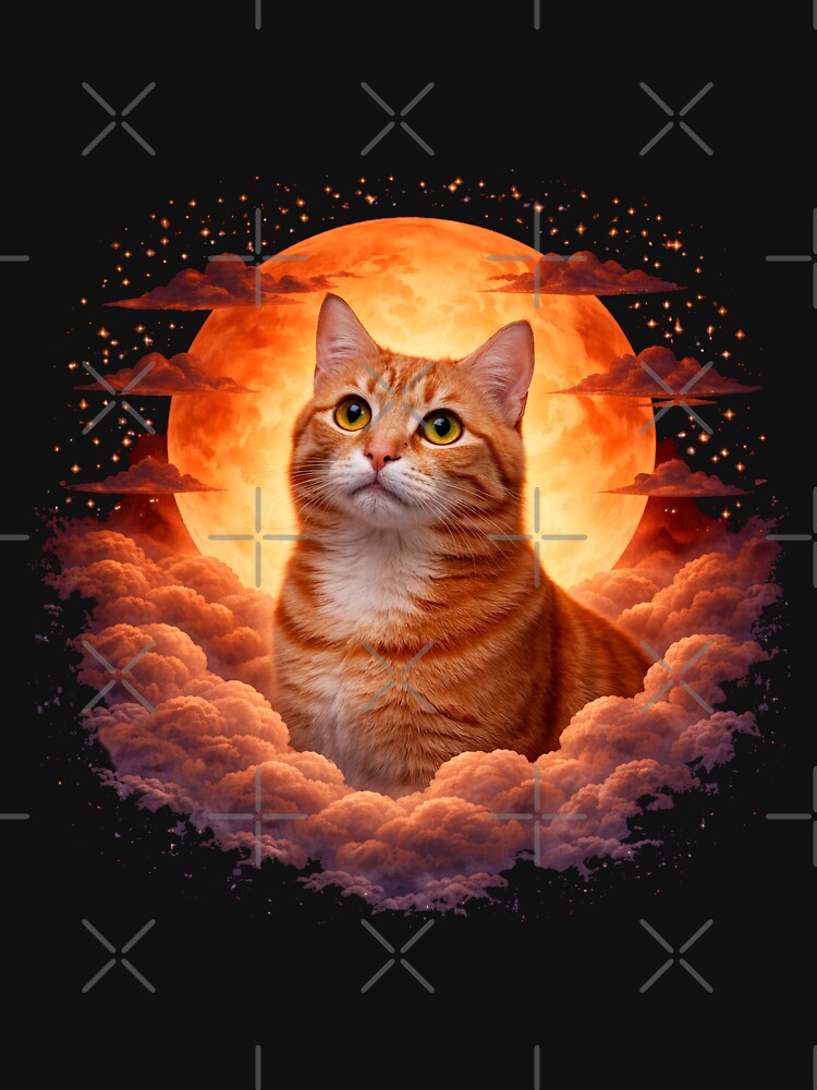 Orange Tabby Cat Moon Art – Ginger Cat Gift for Cat Mom and Dad by PixelsPaws