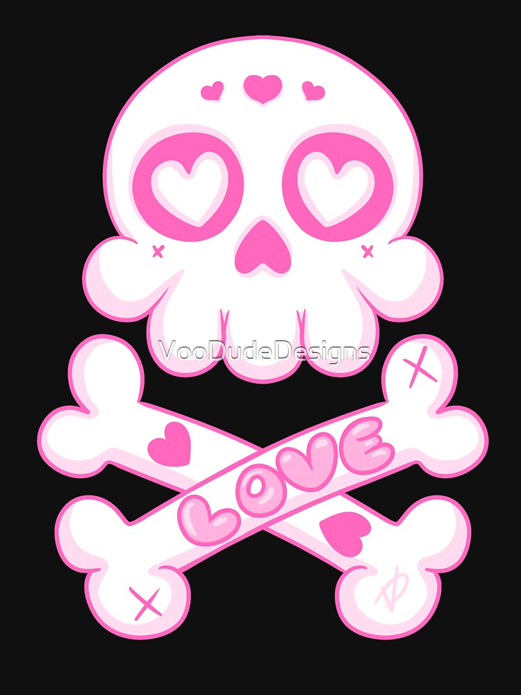 Kawaii Skull Love – Cute Goth Heart Eyes Design by VooDudeDesigns