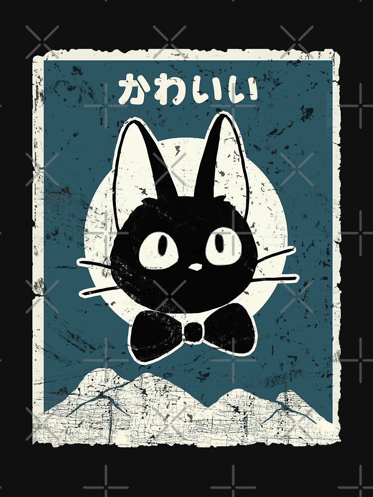 Kawaii Jiji Cat Black Cat Anime Japanese Aesthetics Blue Lifestyle by Damcoc