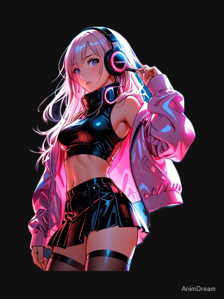 Cyber Neon Anime Girl | Futuristic Gamer Waifu Aesthetic by AnimDream