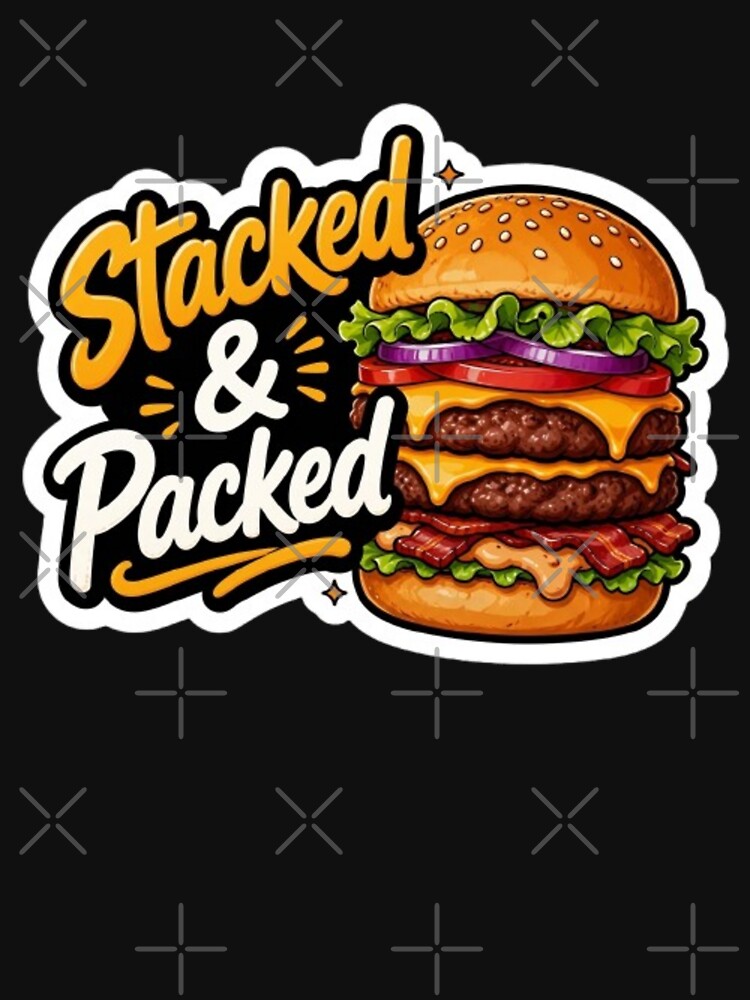 Stacked & Packed Burger – Juicy Fast Food Illustration by WX-ST
