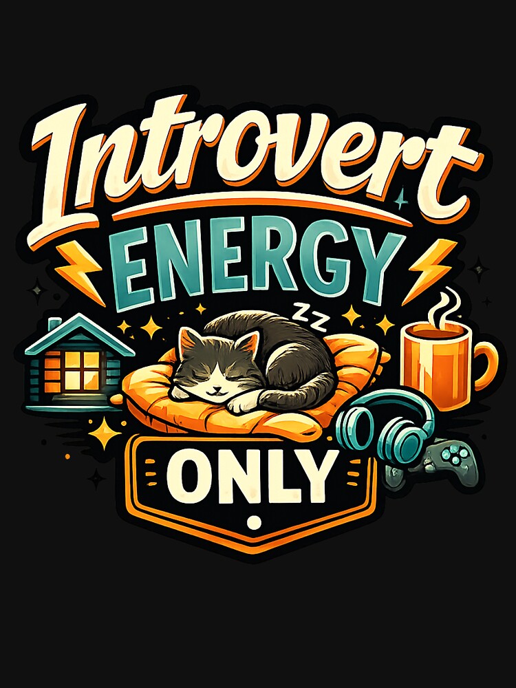 Introvert Energy Only Funny Introvert Humor Meme Antisocial Homebody Design by Nubrixa-Studio