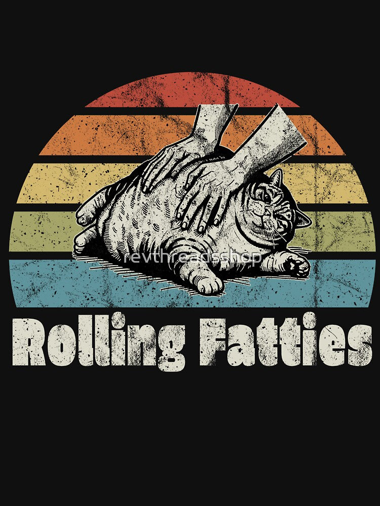 Cat Rolling Fatties Classic Vintage Distressed Sunset by revthreadsshop