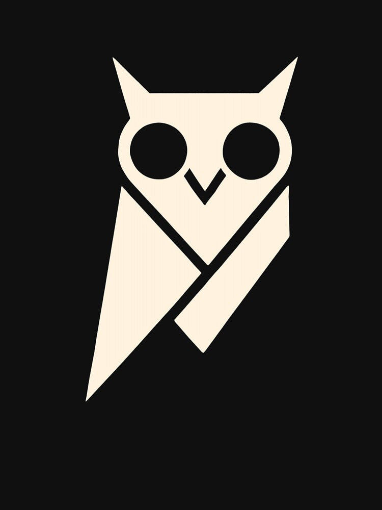 Geometric Owl – Minimalist Triangle Art – White Version by Evolla