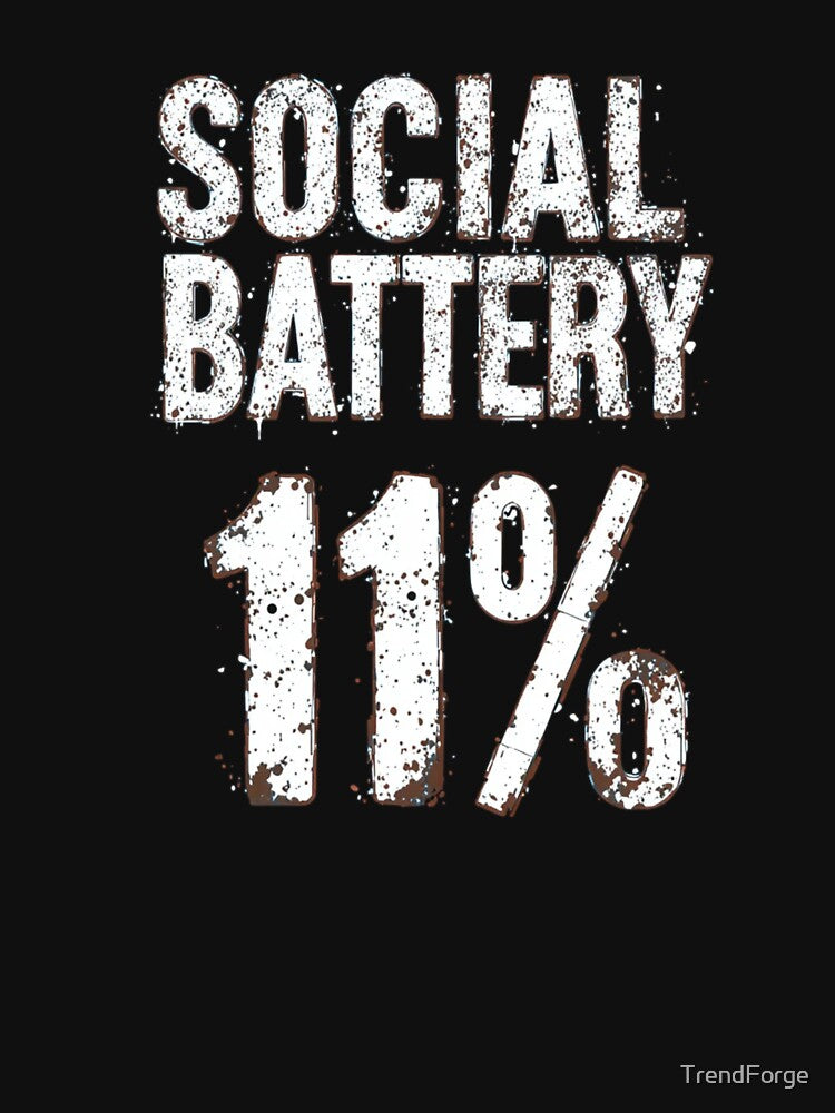 Funny Social Battery 1% Introvert Humor Design by AGawas