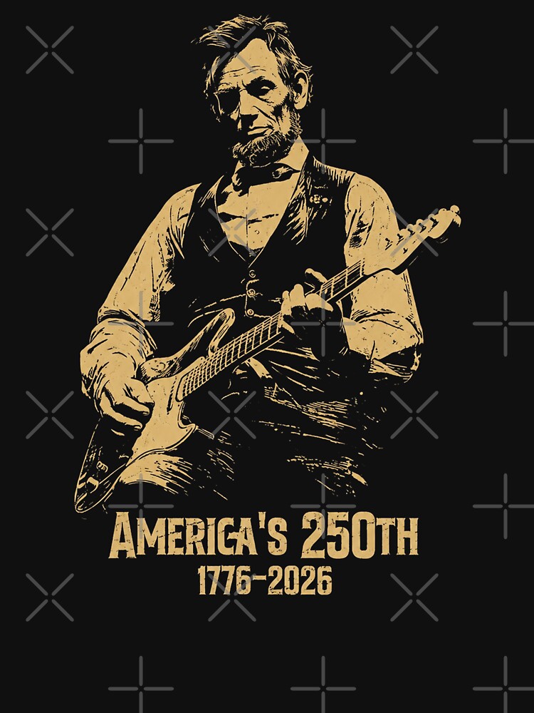 America's 250th Abraham Lincoln Playing Guitar Retro Vintage by Starry Night Creative Art