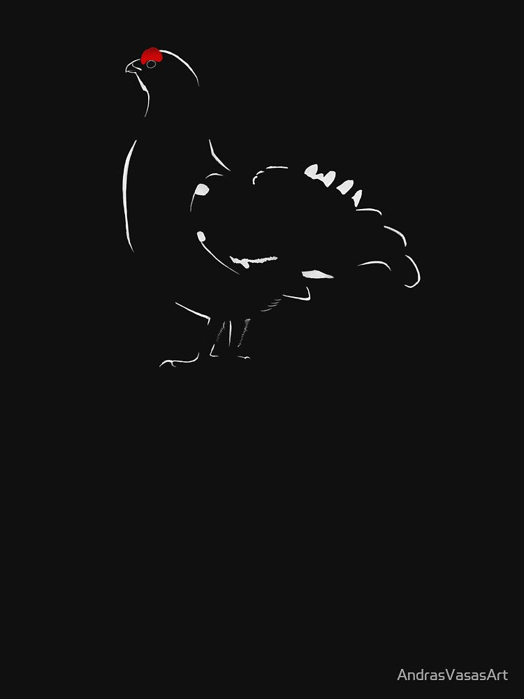 Adult male Black Grouse with outlines by AndrasVasasArt