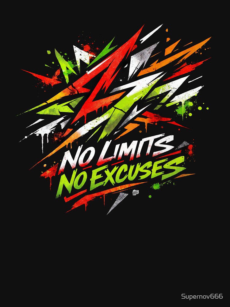 T-Shirt - Sticker - No Limits No Excuses Graffiti-Inspired Motivational Design by ForeverPrintsOK