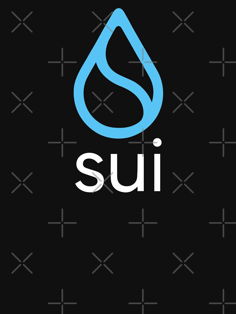 Sui SUI Crypto Altcoin - Clean Blue Outline Logo with White Text Logo Variant #1 by CryptoMoods