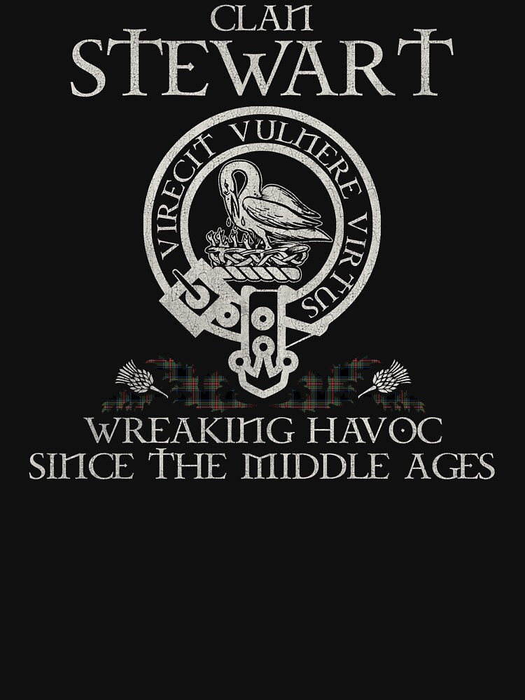 Clan Stewart crest Scottish surname tartan Thistle vintage by Clan1093