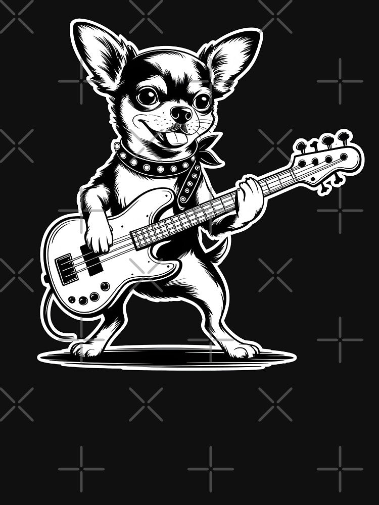 Funny Chihuahua Playing Bass Guitar Rock Music Dog Lover by MTRBSK11