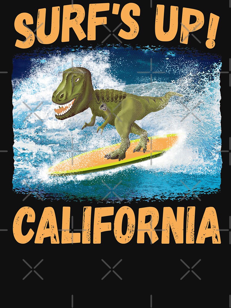 T Rex Surf's Up! California Surfing Lovers by fairviewdesign