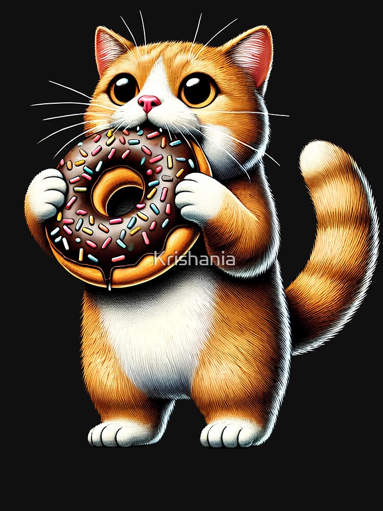 Cat Eating Donut Kitten Donut Lover by Kimberley King Art  King Art