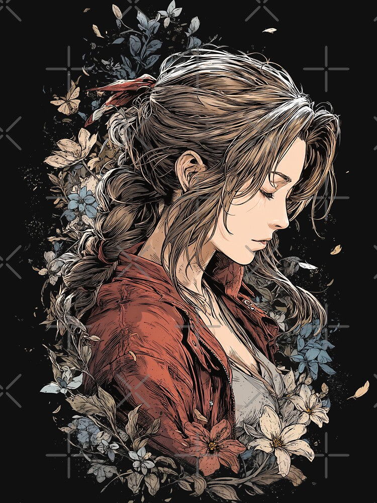 Aerith Gainsborough Final Fantasy VII Flower Maiden Graphic Tee by Senpaiwaves