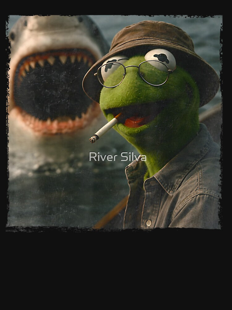 Kermit The Frog Smoking In Boat Jaws Shark Horror Movie Parody by River Silva