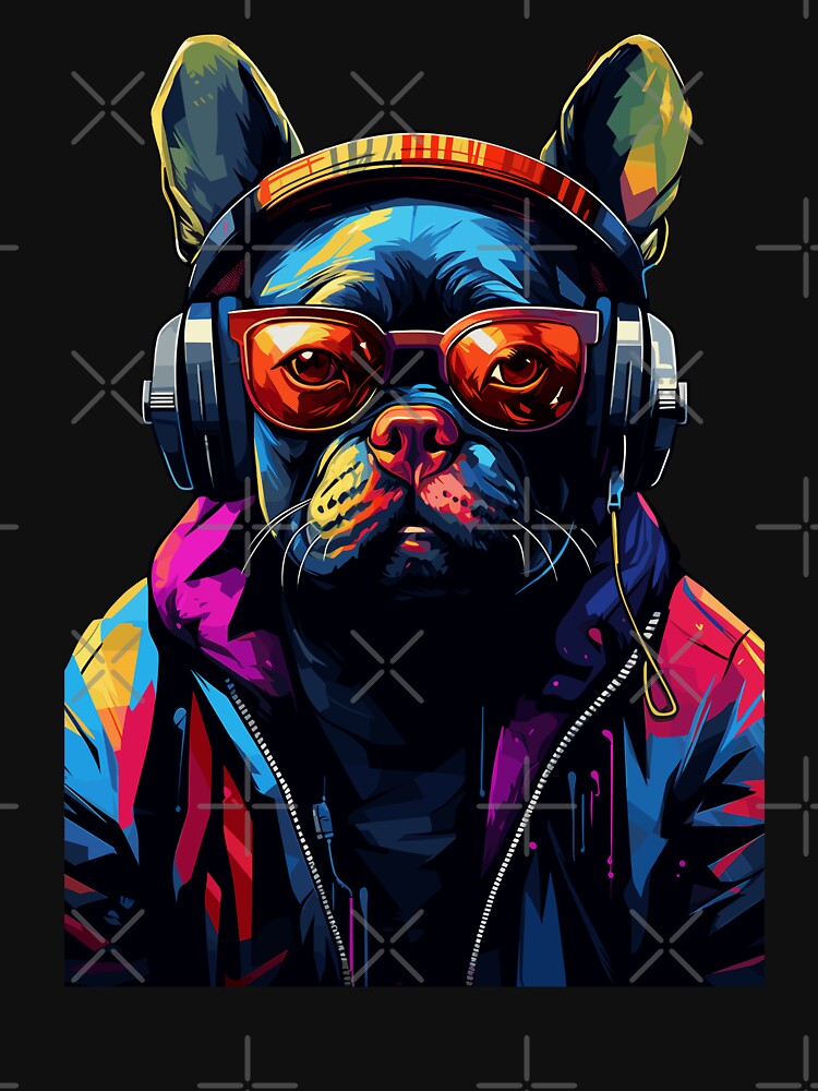 Bulldog With Headphones by DominDesigns