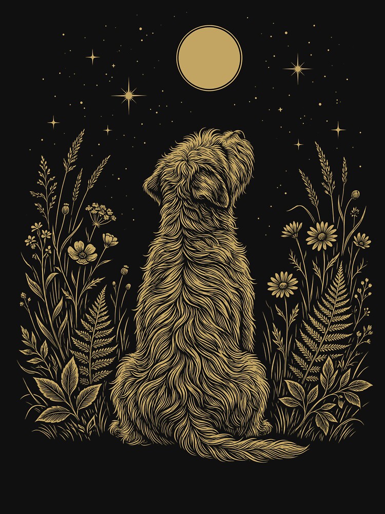 Soft Coated Wheaten Terrier Moon Night Flower Minimalist Boho Dog Lover by DoodleTortle