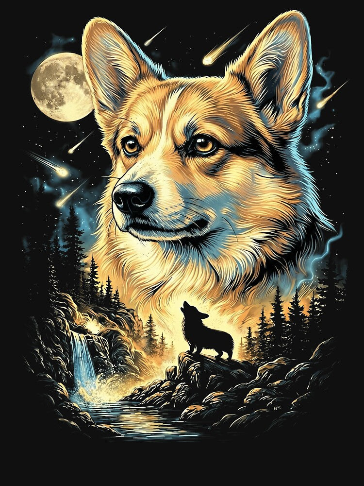 Corgi Howling At The Moon Wolves Meme Mystic Nature Wildlife by jakaun