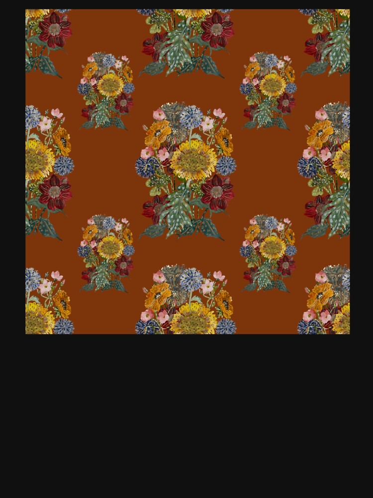 Flower bouquet brown seamless pattern by Yana Mustafina | Boho Soulful Designs
