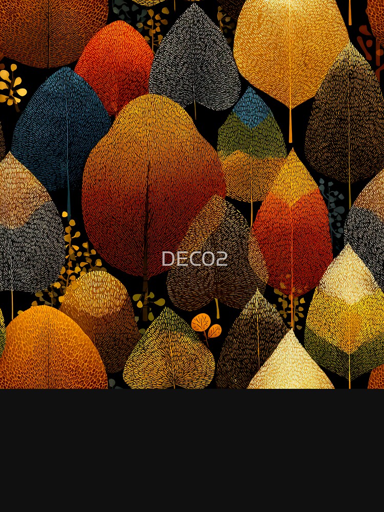 Boho Leaves Textured Designs In Fall Golden Hues by DEC02