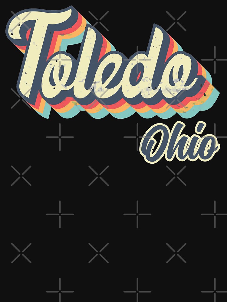 Toledo city Ohio Retro Vintage 70s rainbow by Teelogic