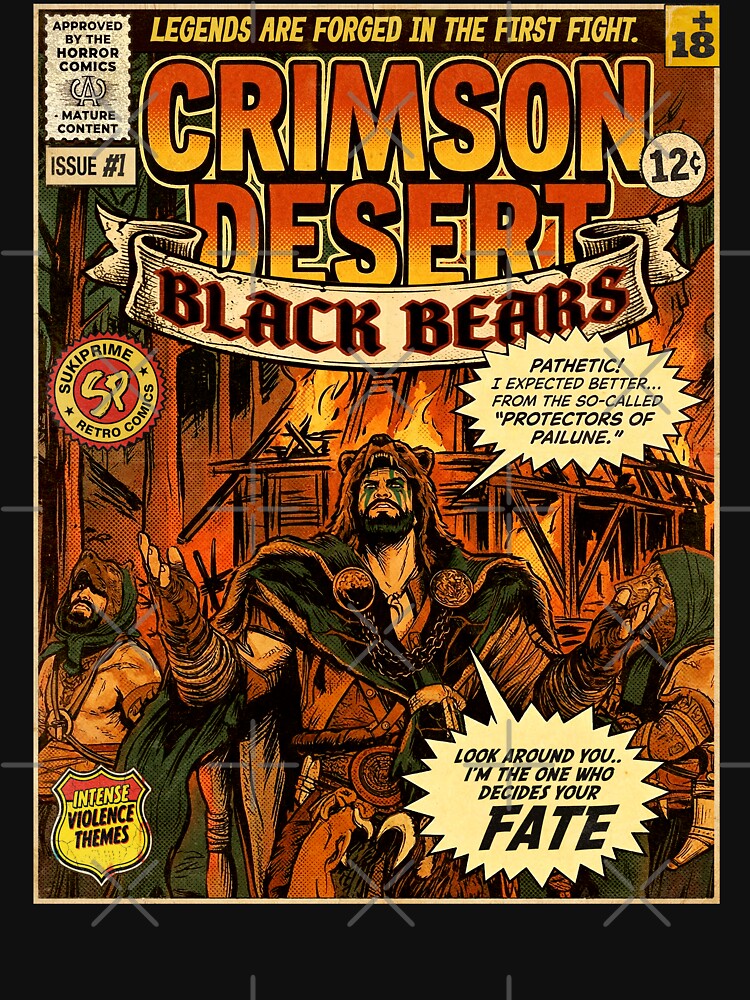 Crimson Desert Black Bears Game Retro Vintage Comic Cover Art by Back2Collage