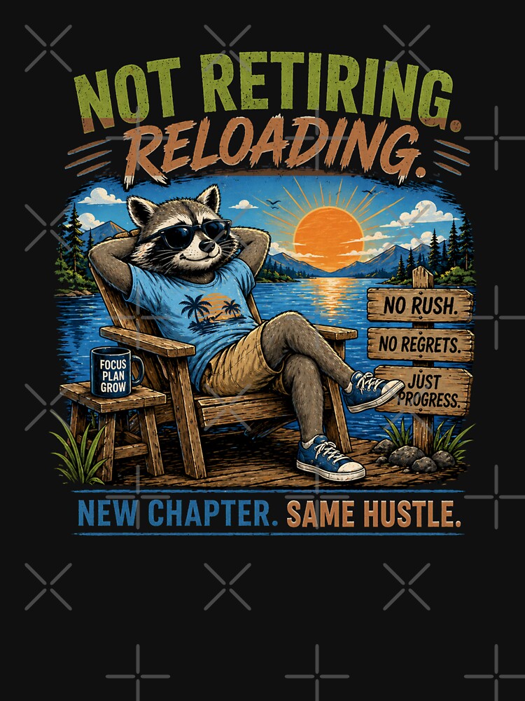 Not Retiring Reloading Raccoon T-Shirt – Chill Motivation Graphic Tee by Aimetoi