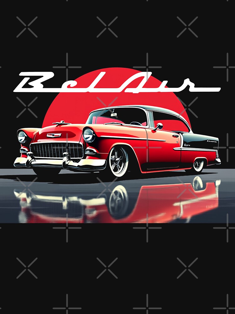1955 Red Chevy Bel Air Classic American Car Art by TheArtOfCar