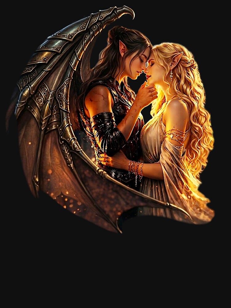 Illyrian Wings Sapphic Elves | Dark Romantasy Fan Art by DudasAmiles