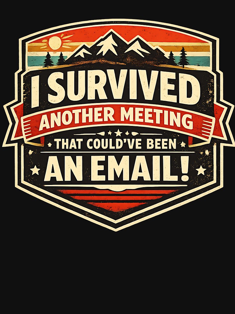 I Survived Another Meeting Vintage Badge by DAMi STORE