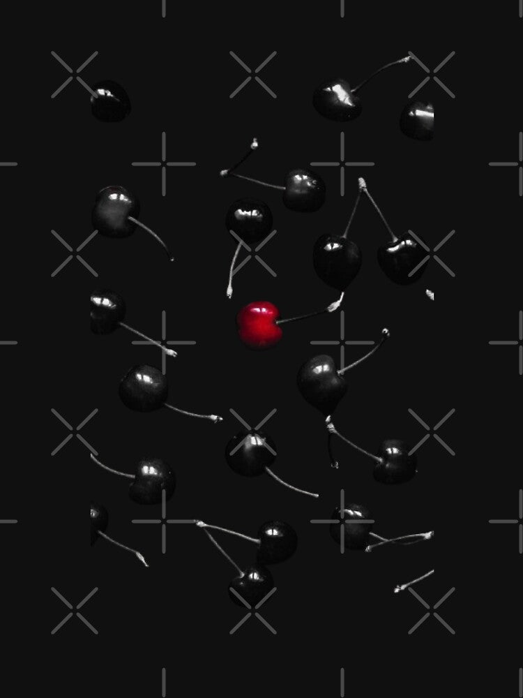 Stand Out – Red Cherry Among Black Cherries" by The Art Vibe