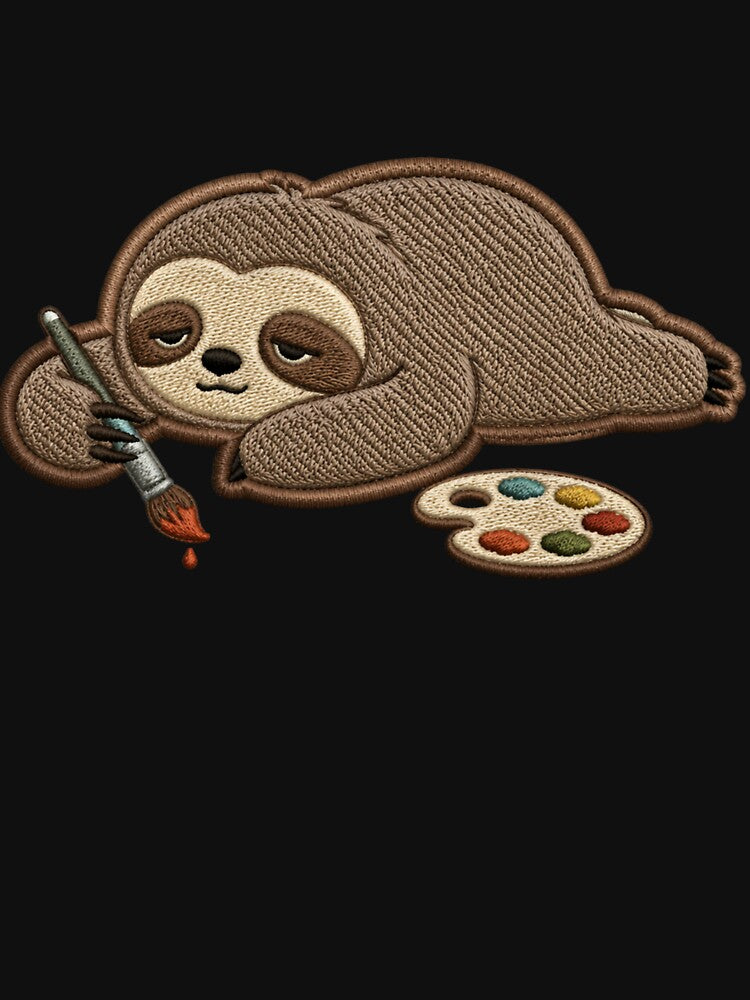 Creative but Lazy Sloth – Artist Burnout Embroidery Patch Style Cute Minimal Design by ColorSplash123