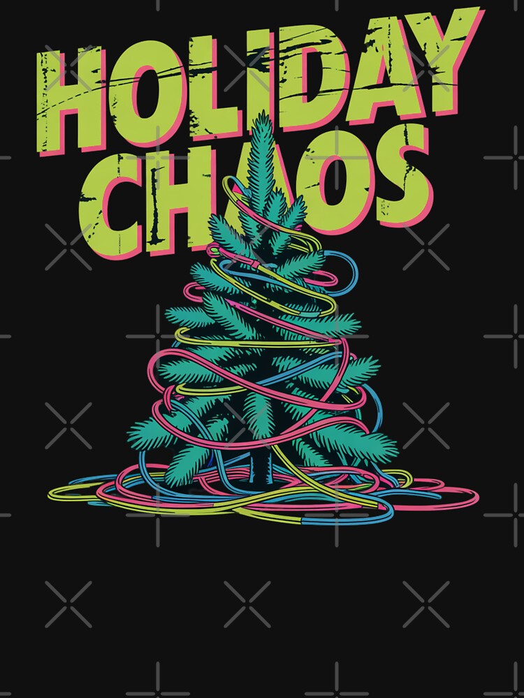Holiday Chaos Distressed Christmas Tree Neon Grunge Humor by chattsuede