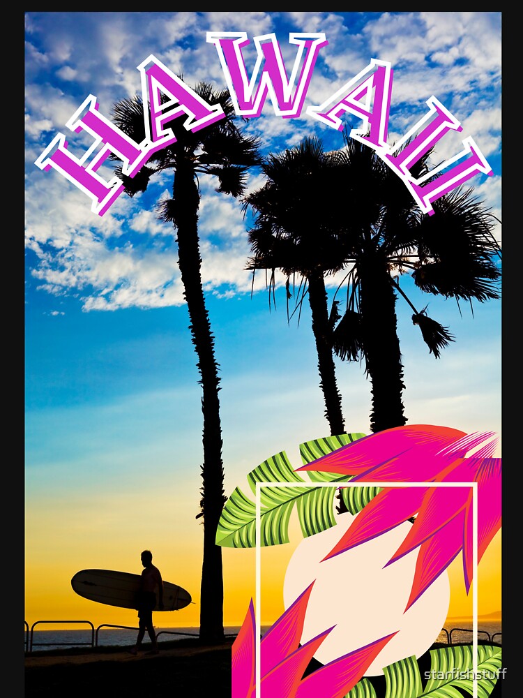 VINTAGE HAWAII SURFING LABEL by starfishstuff