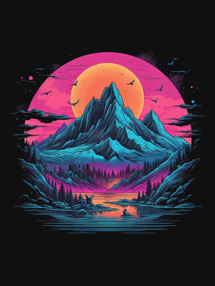 Mystical Retrowave Rocky Mountains Dreamscape by themousery