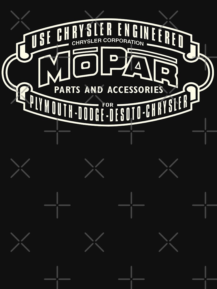 Vintage 1937-1947 Mopar emblem - vintage white print by retropetrol