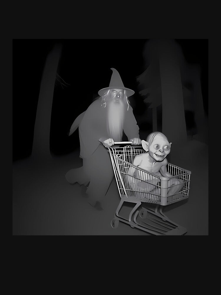 Grey Gandalf Wizard Pushing Gollum Shopping Meme by MargasShirley