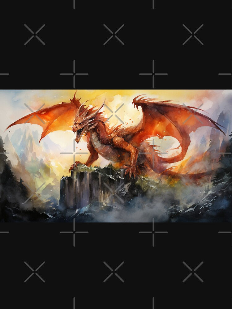 Dark Fantasy Watercolor - Fire Dragon by Fantasy Masterpiece