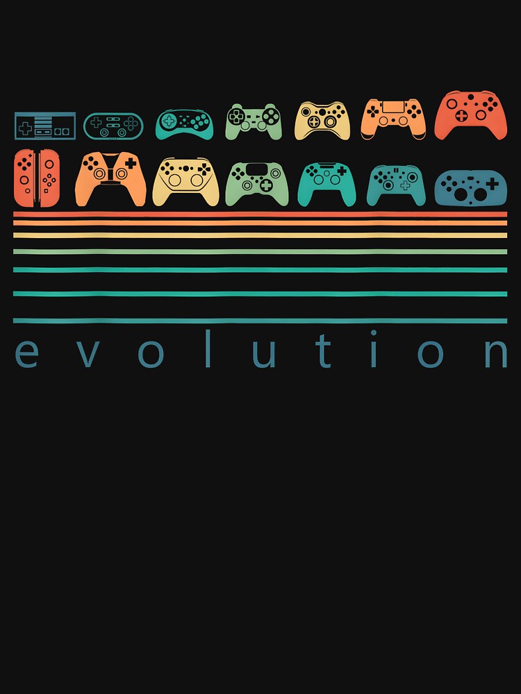 Video Game Controller Evolution 80s 90s Retro Gaming Gamer by LazyRoberto