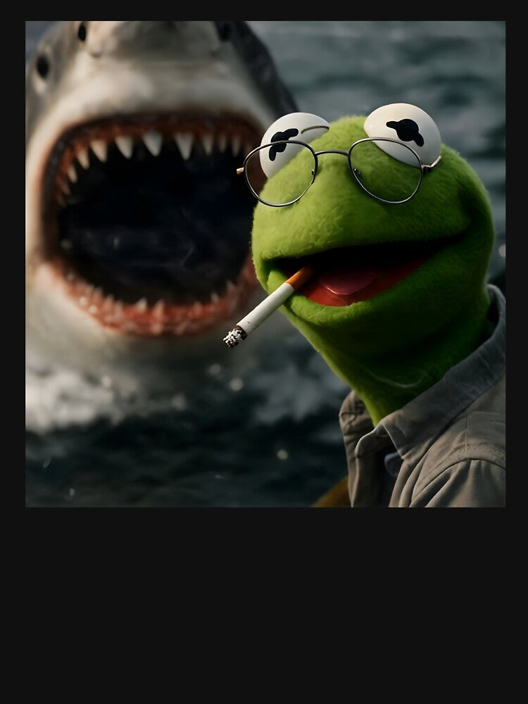 Smoking Frog Meme Shark Attack Parody Vintage Dark Humor by CrossKateOne
