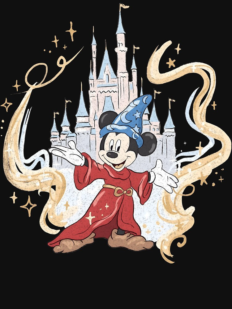 Magic Mouse Wizard Fantasy Castle Illustration Dreamy Theme Park Aesthetic Classic T-Shirt by HanykayalStore